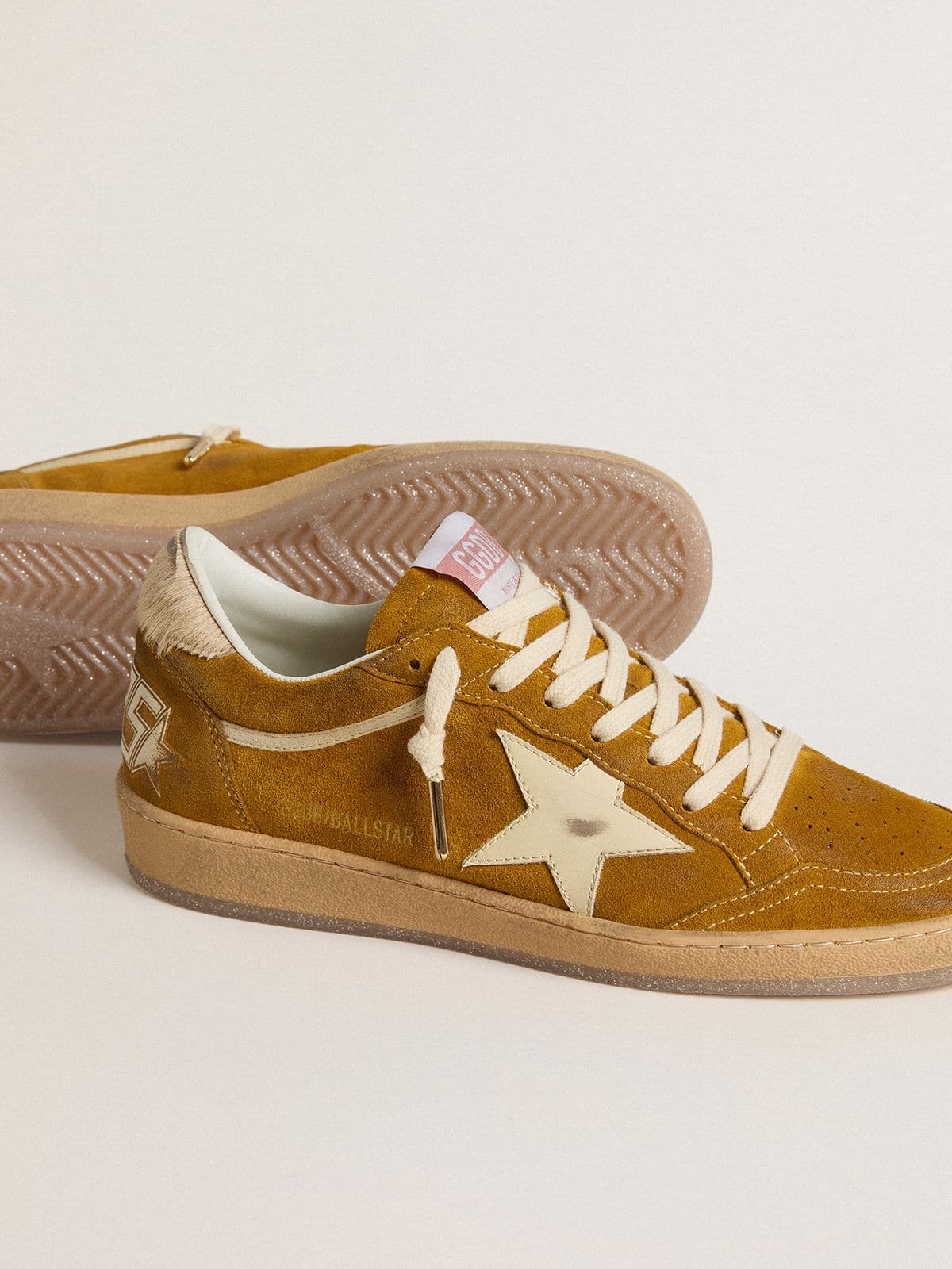 Women's Ball Star in suede with beige leather star and pony skin heel tab