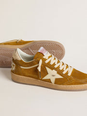 Women's Ball Star in suede with beige leather star and pony skin heel tab