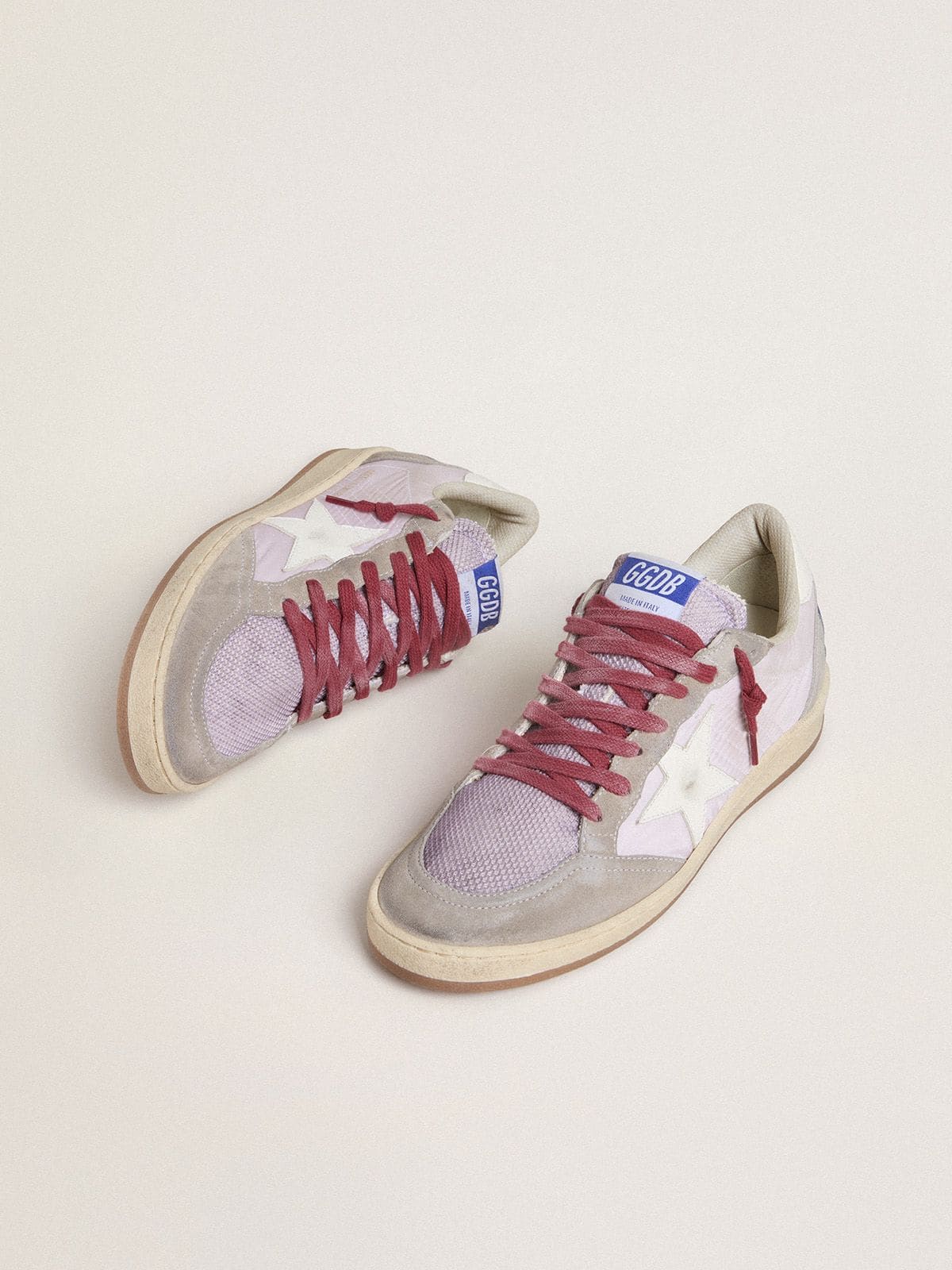 Women's Ball Star LTD in lilac nylon with white leather star and suede inserts