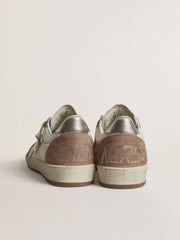 Ball Star LTD in white nappa leather and old rose suede with metallic silver leather star and heel tab