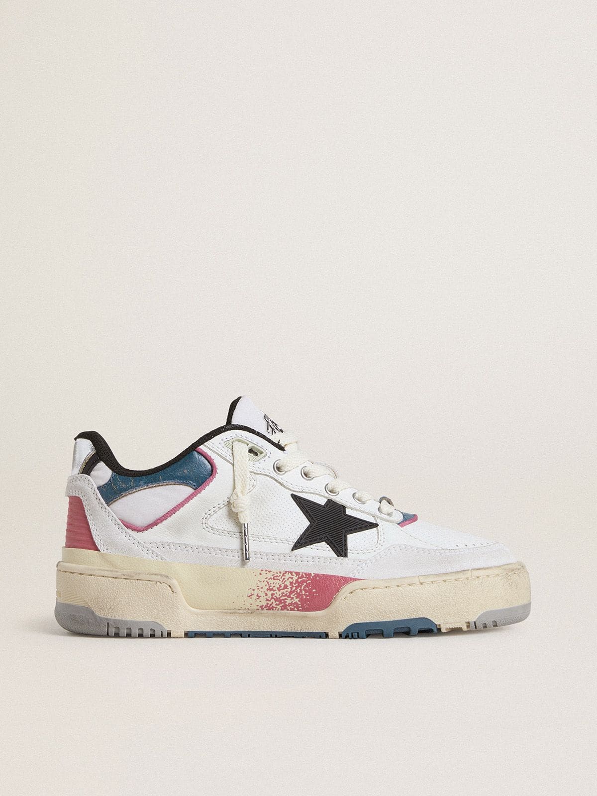 Women's Forty2 with black star and silver foiled leather heel tab