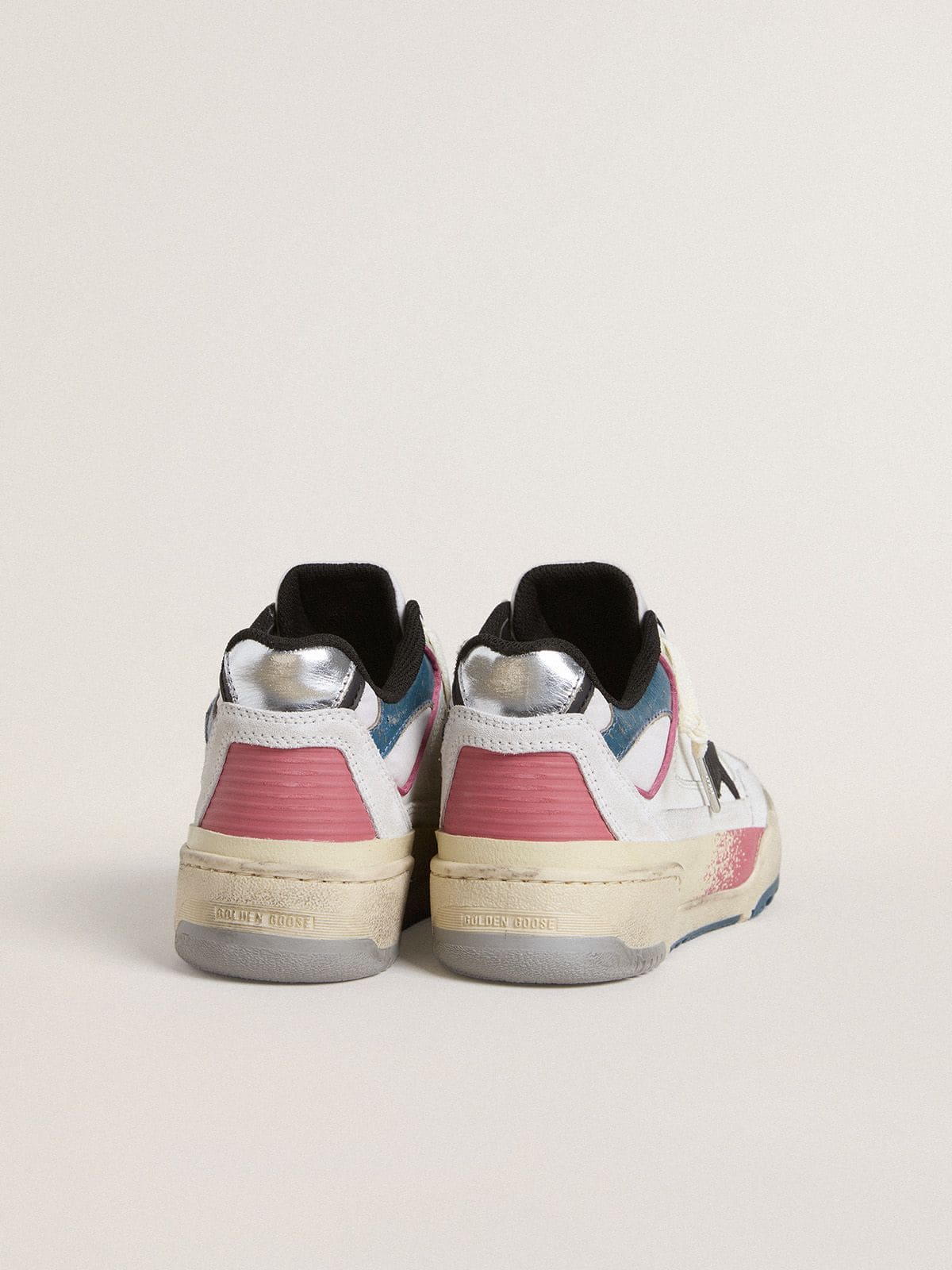 Women's Forty2 with black star and silver foiled leather heel tab