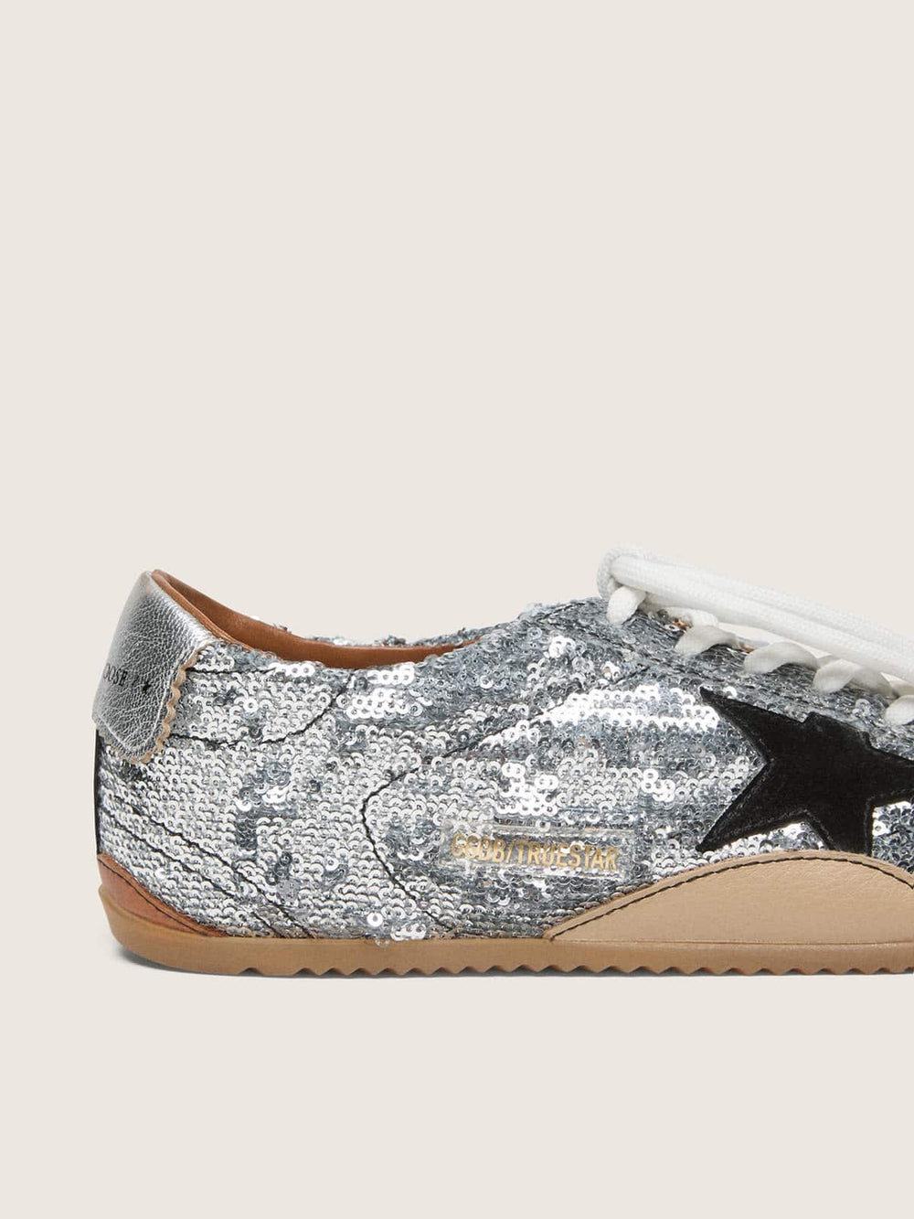 Women's True-Star in silver sequins with black star and silver leather heel tab