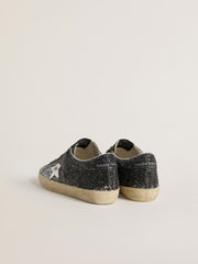 Women's Super Star with glitter upper and silver metallic leather star