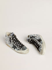 Women’s Francy in nylon with all-over silver sequins and black leather star