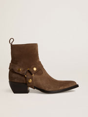 Low Debbie boots in dove-gray suede with removable buckle