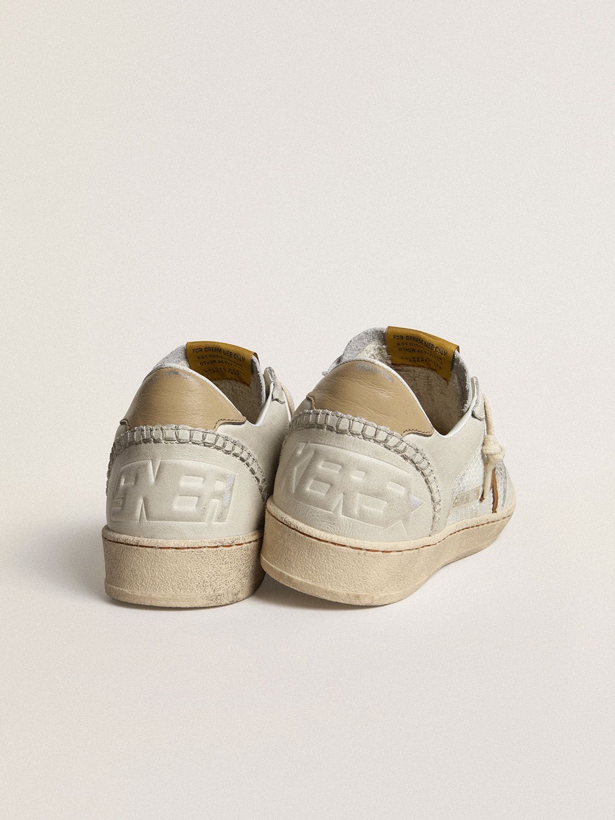 Women's Ball Star in white nappa and mesh with tobacco-colored nubuck star and beige heel tab