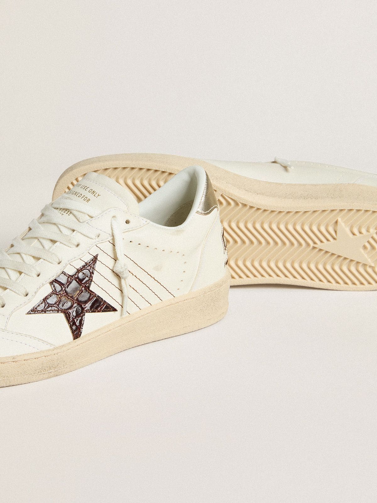Ball Star with burgundy croc-print leather star and gold heel tab