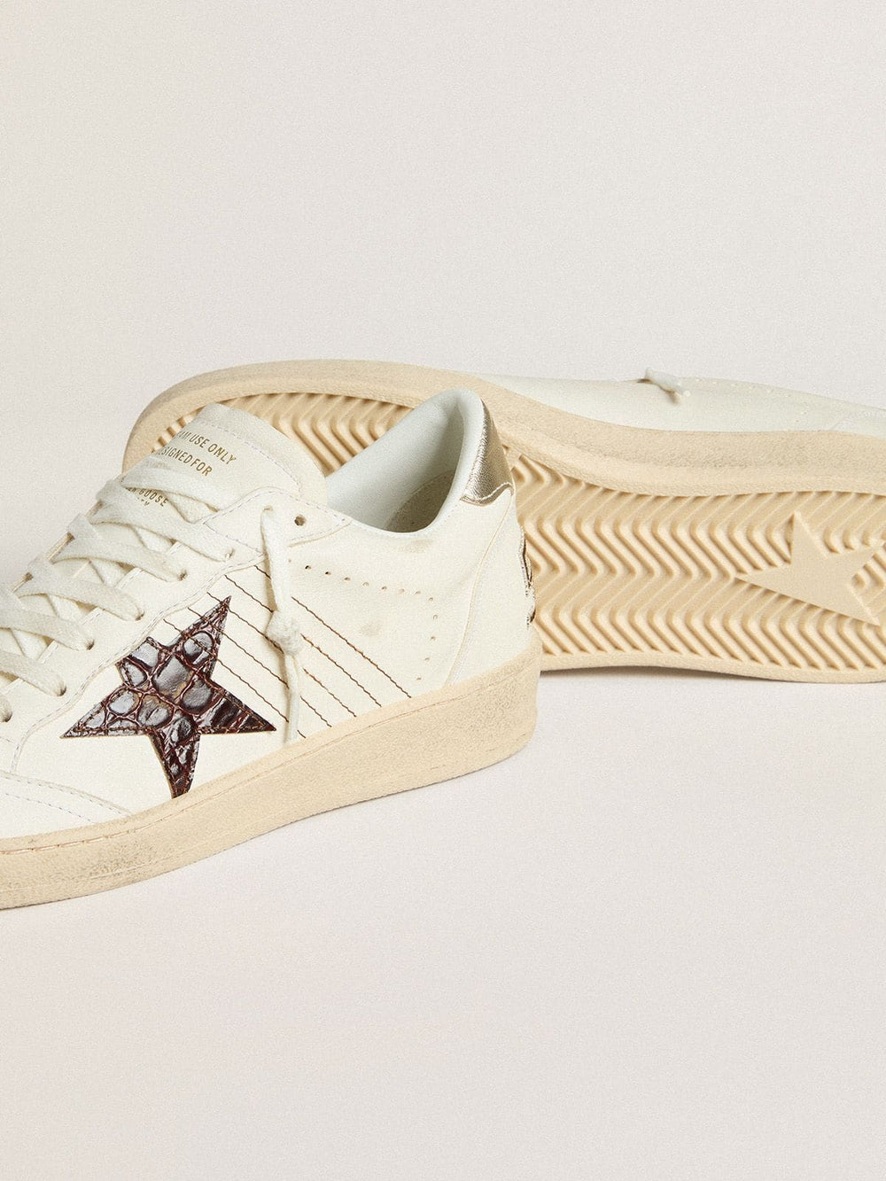 Ball Star with burgundy croc-print leather star and gold heel tab