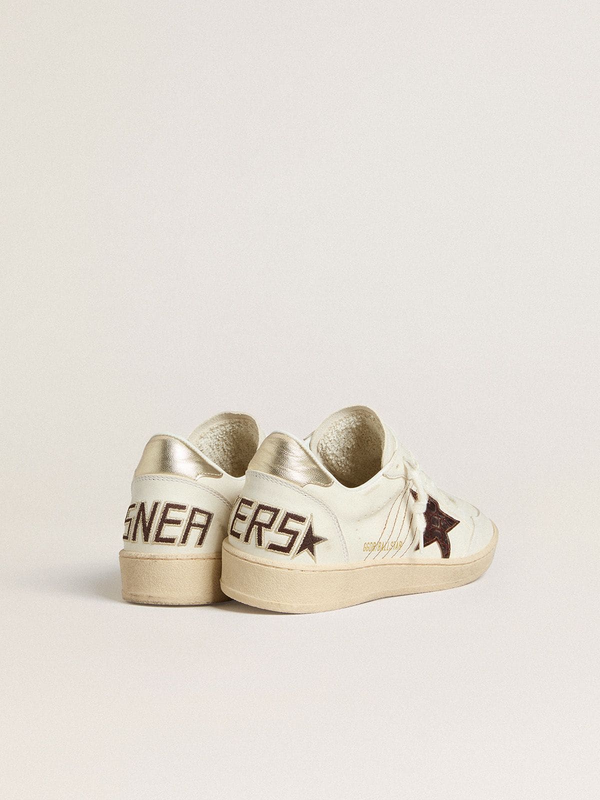 Ball Star with burgundy croc-print leather star and gold heel tab