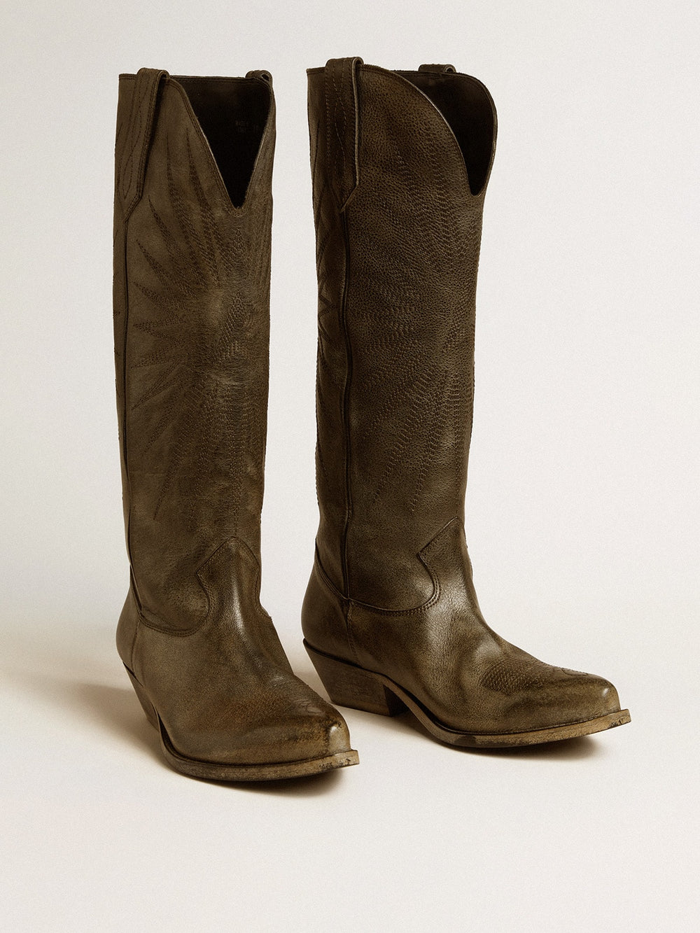 Women's Wish Star boots in black leather with star embroidery