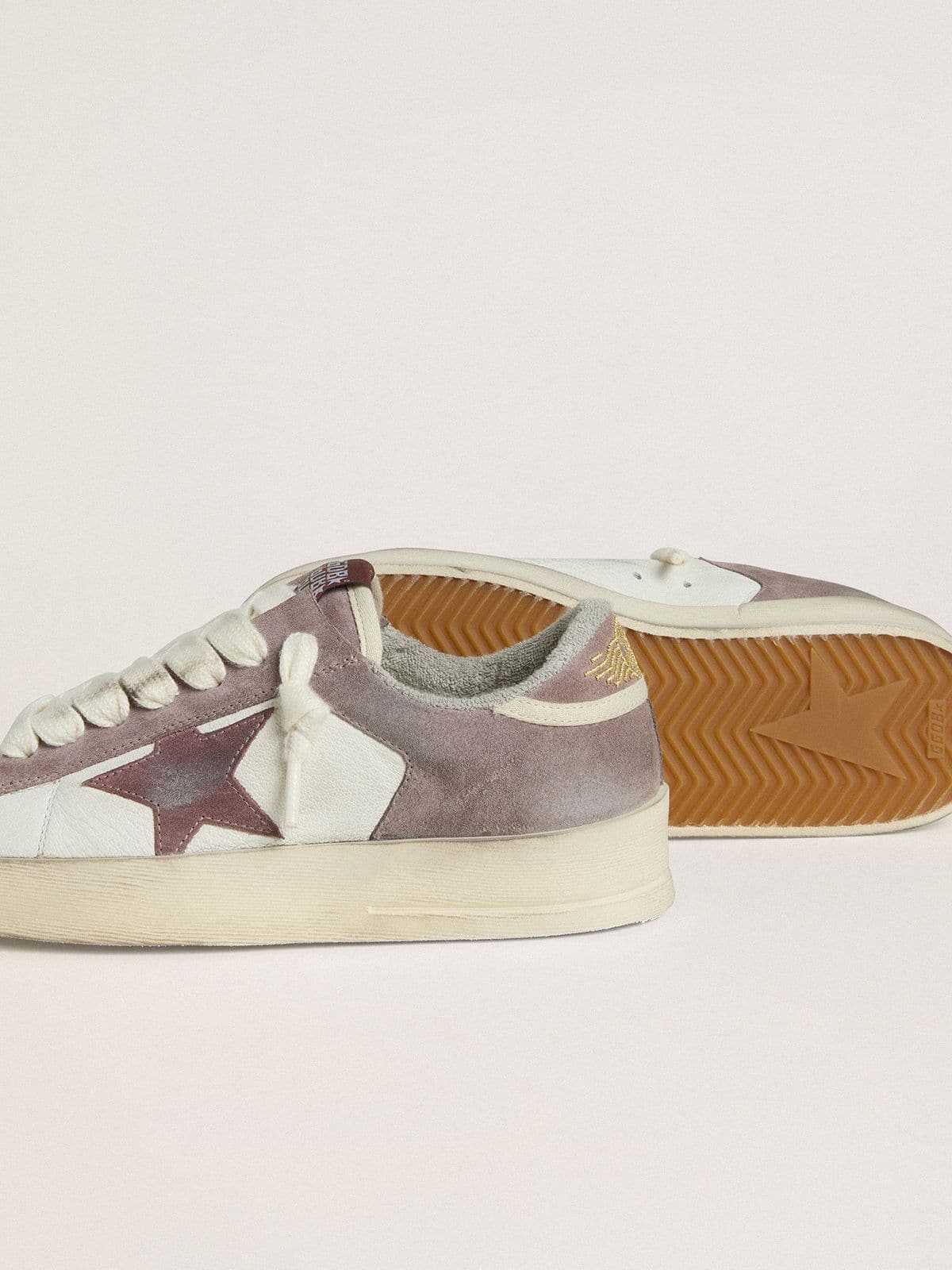 Women's Stardan LTD in nappa leather and suede with mauve suede star and lavender suede heel tab