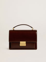 Venezia Bag in dark brown laminated leather with gold details
