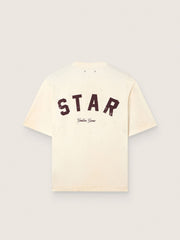 Star unisex T-shirt in white cotton with all-over gradient crystals and print on the back