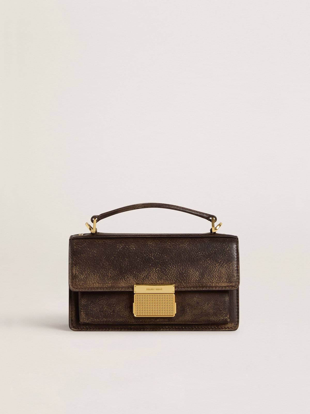 Small Venezia Bag in dark brown leather with gold buckle