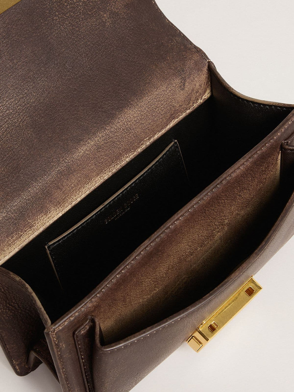 Small Venezia Bag in dark brown leather with gold buckle