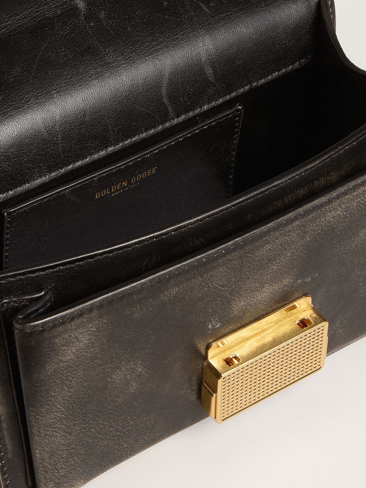 Small Venezia Bag in dark brown leather with gold buckle