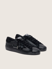 Women's Super-Star in black nappa with black suede star and heel tab