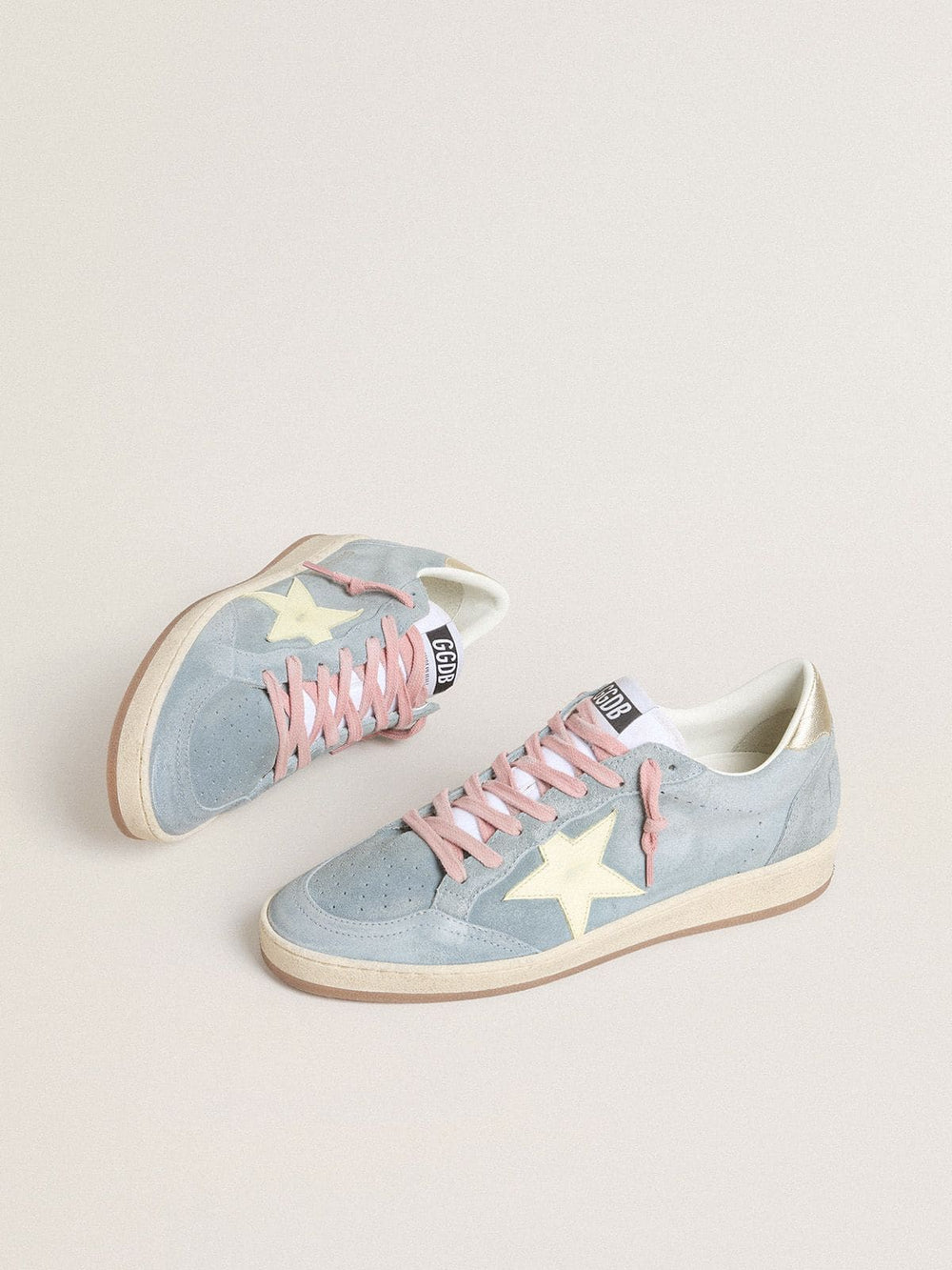 Women's Ball Star in powder-blue suede with cream-colored leather star