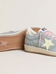 Women's Ball Star in powder-blue suede with cream-colored leather star