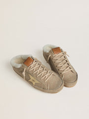 Women's Super-Star Sabots in wool with shearling lining and gold metallic star
