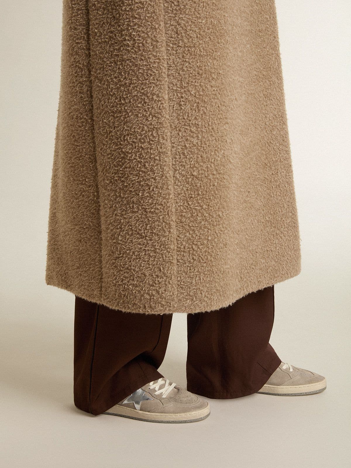 Women's Ball Star LTD in beige suede with silver metallic leather star and white leather heel tab