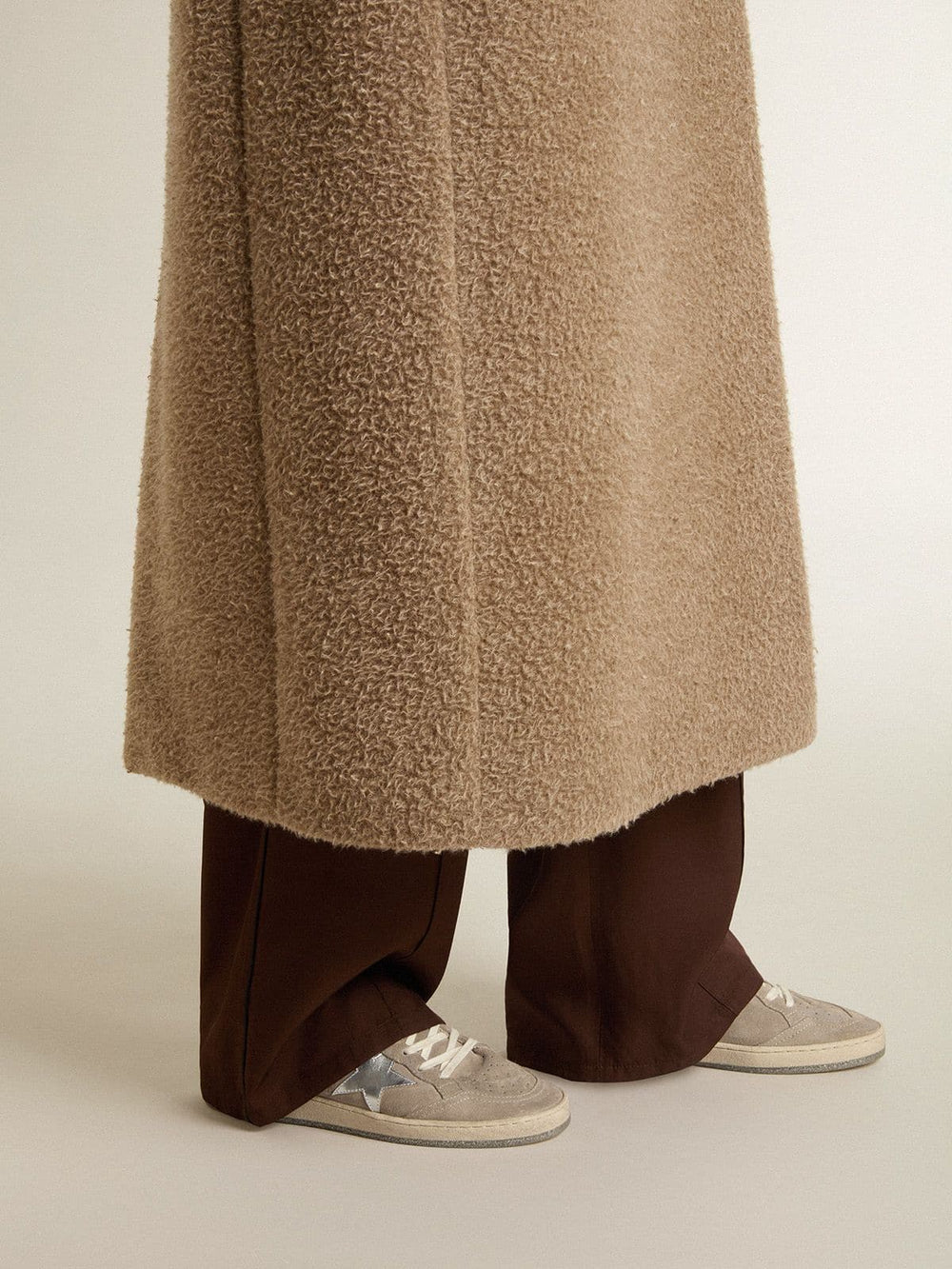 Women's Ball Star LTD in beige suede with silver metallic leather star and white leather heel tab