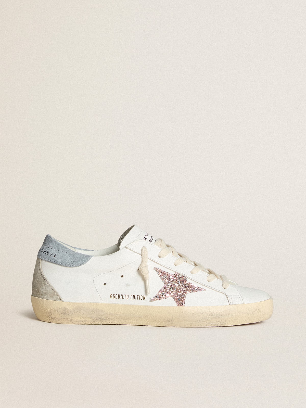 Women's Super-Star LTD with multicolor glitter star and suede heel tab