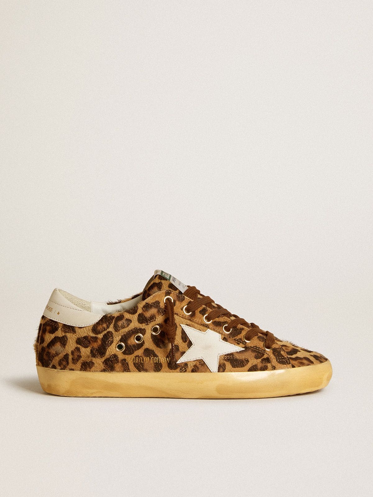 Women’s Super-Star in leopard-print pony skin with leather star and heel tab