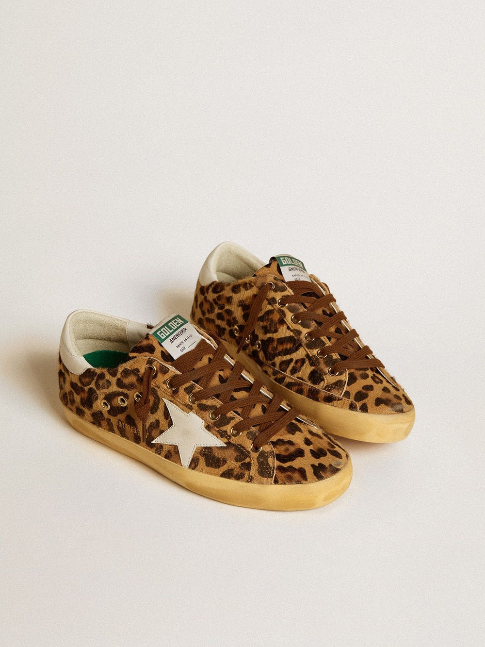 Women’s Super-Star in leopard-print pony skin with leather star and heel tab