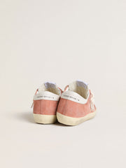 Women’s Super-Star in coral suede with white leather star and heel tab