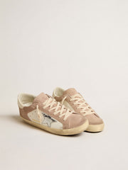 Women’s Super-Star sneakers in pink suede with silver metallic leather star