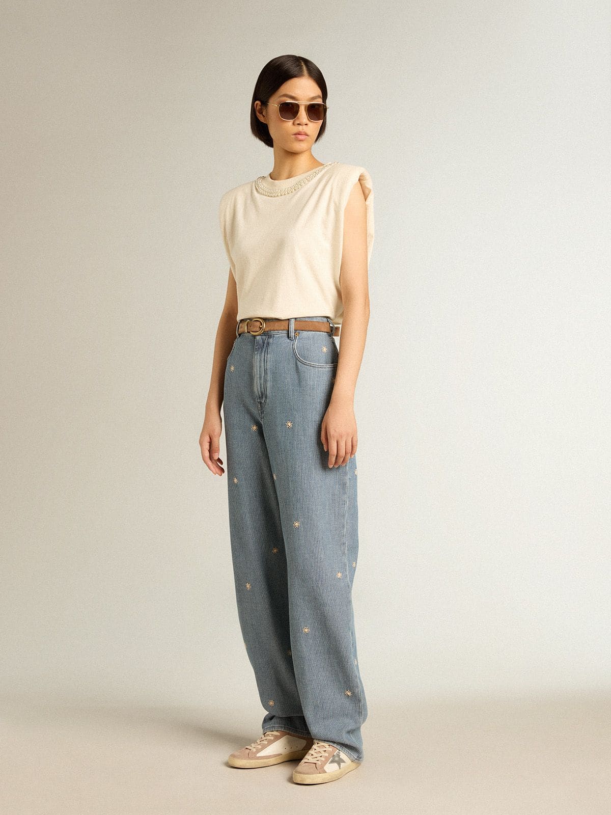 Women’s Super-Star sneakers in pink suede with silver metallic leather star