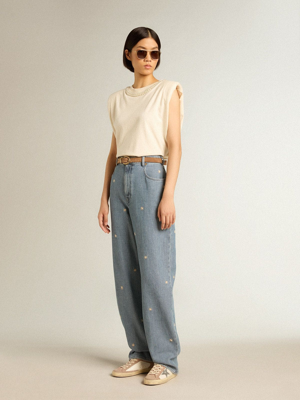 Women’s Super-Star sneakers in pink suede with silver metallic leather star