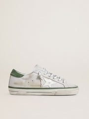 Women's Super-Star LTD with white leather star and green suede heel tab