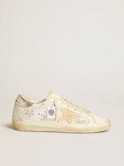 Women's Super-Star with Swarovski crystals and smoke gray leather star