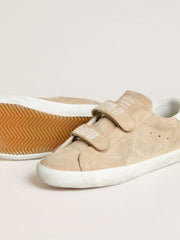 Women’s Old School in beige suede with white leather heel tab