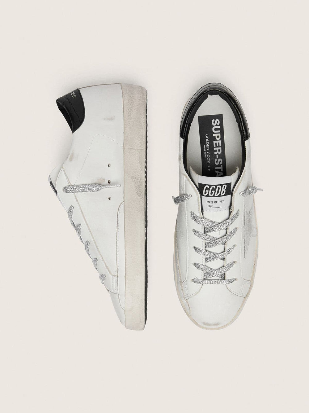 Women's Super-Star with white suede star and black croc-print leather heel tab