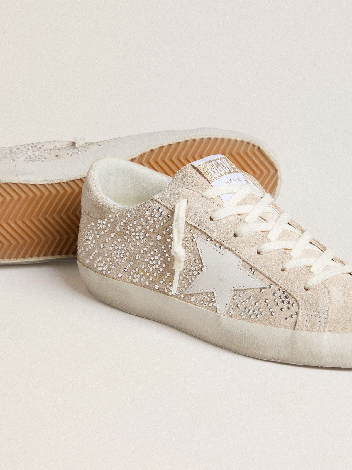 Women's Super-Star LTD in suede with Swarovski crystals and ice-gray leather star