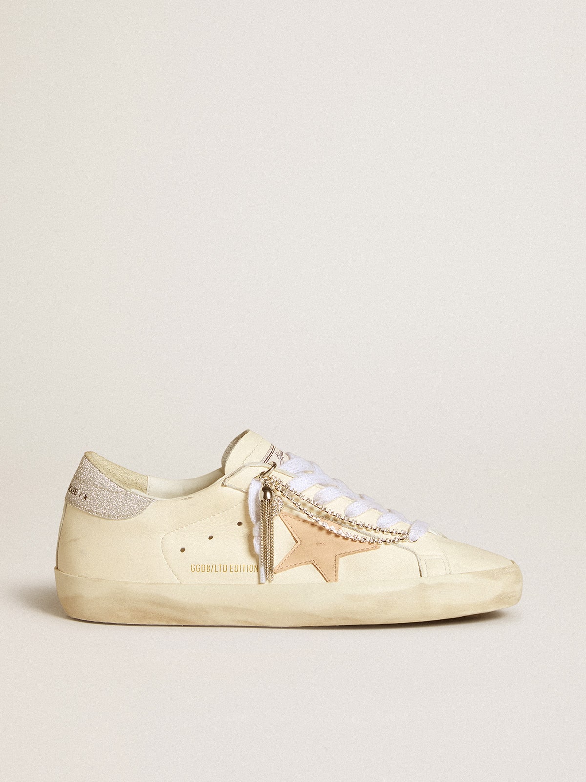 Women's Super-Star LTD in nappa leather with nude leather star and glitter heel tab