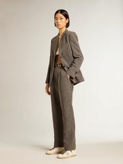 Women's Super-Star with gray glitter star and nude leather heel tab