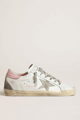 Women's Super-Star with gray suede star and pink leather heel tab