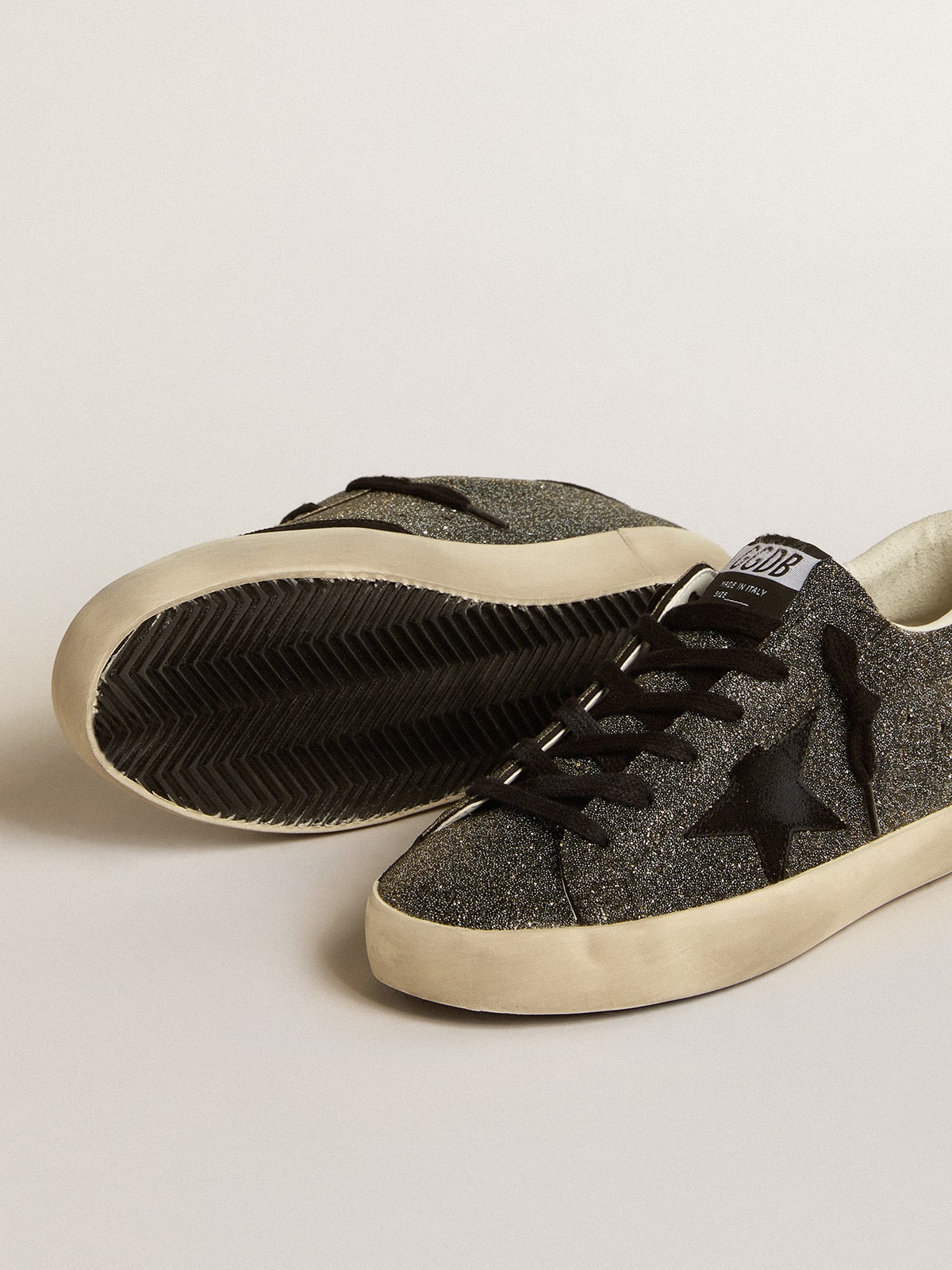 Women’s Super-Star in black Swarovski crystals with black suede star