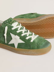 Women's Super-Star in green suede with white star