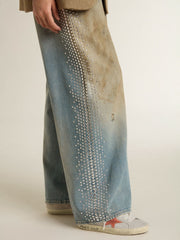 Women's Super-Star LTD in gray leather with brick-red suede star