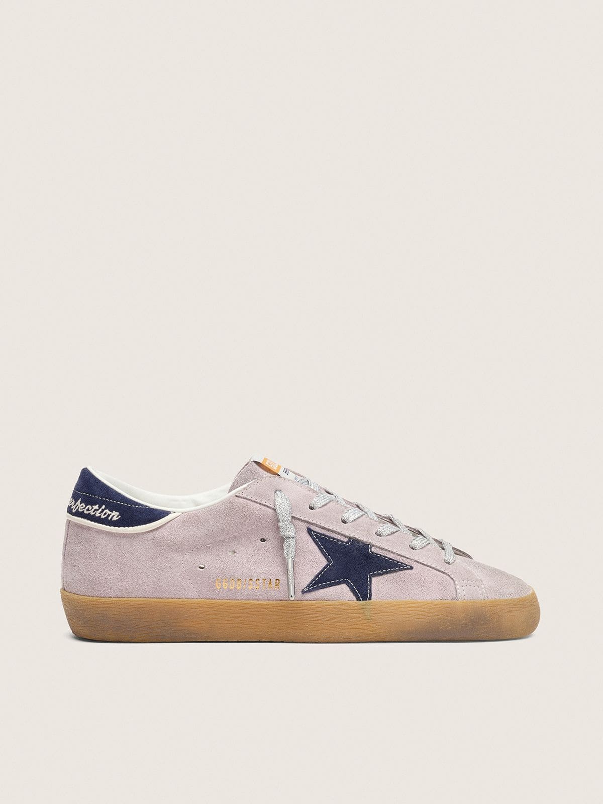 Women’s Super-Star in lilac suede with midnight blue suede star and heel tab