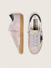 Women’s Super-Star in lilac suede with midnight blue suede star and heel tab