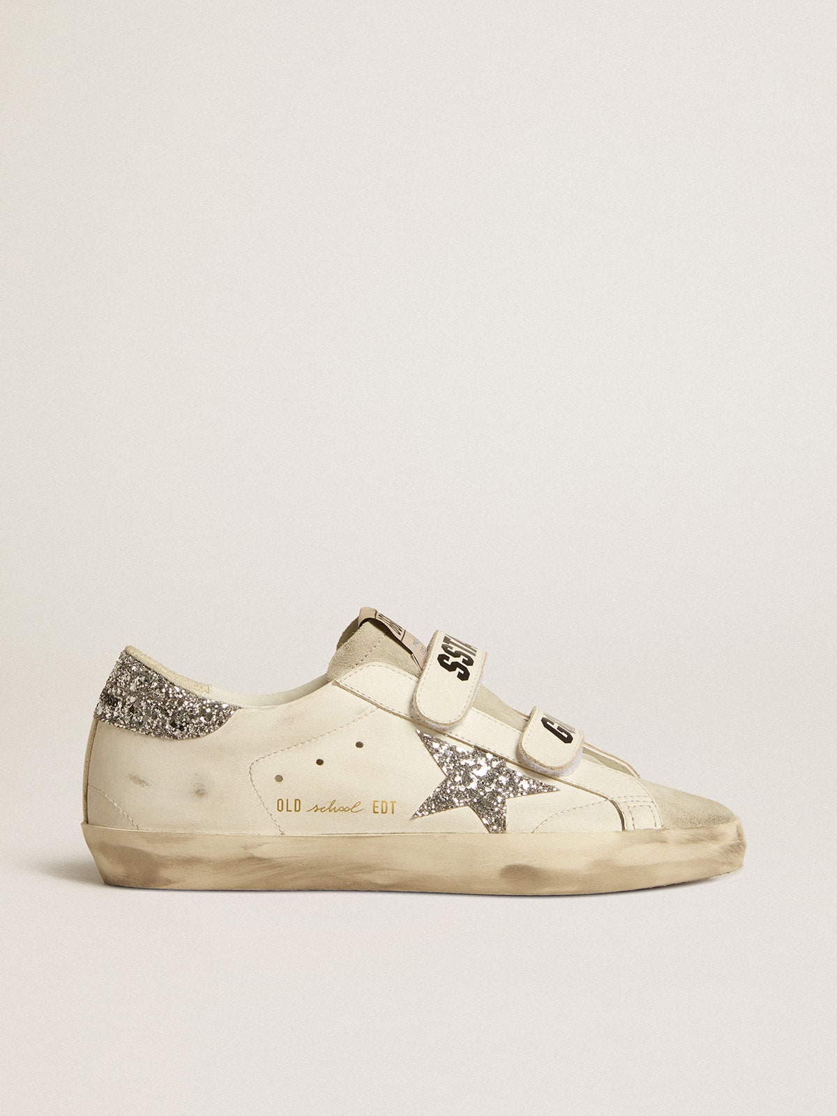 Women’s Old School with silver glitter star and ice-gray suede tongue