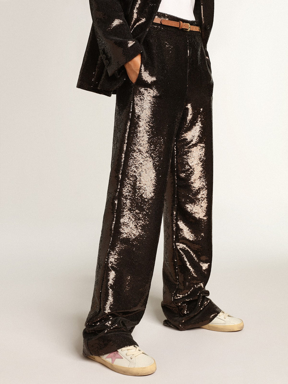 Women's Super-Star in white nappa with pink metallic leather star