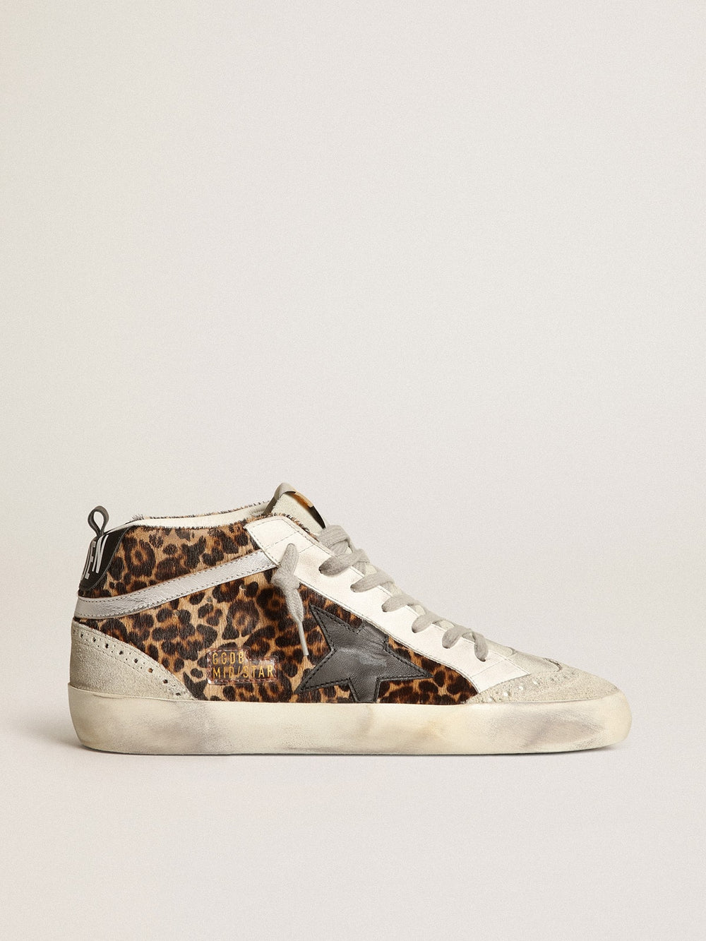 Women's Mid Star in leopard print pony skin with black star